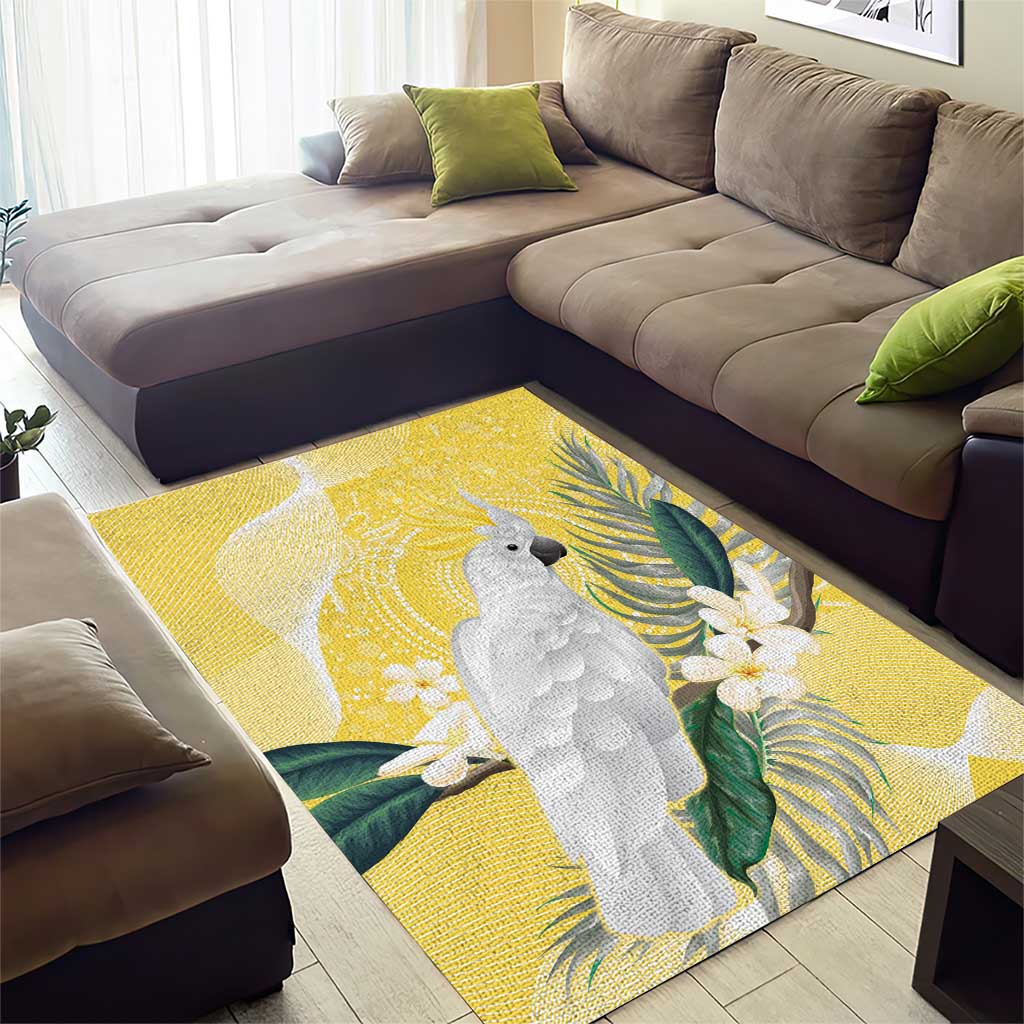 Australia Cacatua Galerita Area Rug Sulphur-Crested Cockatoo - Aboriginal Art