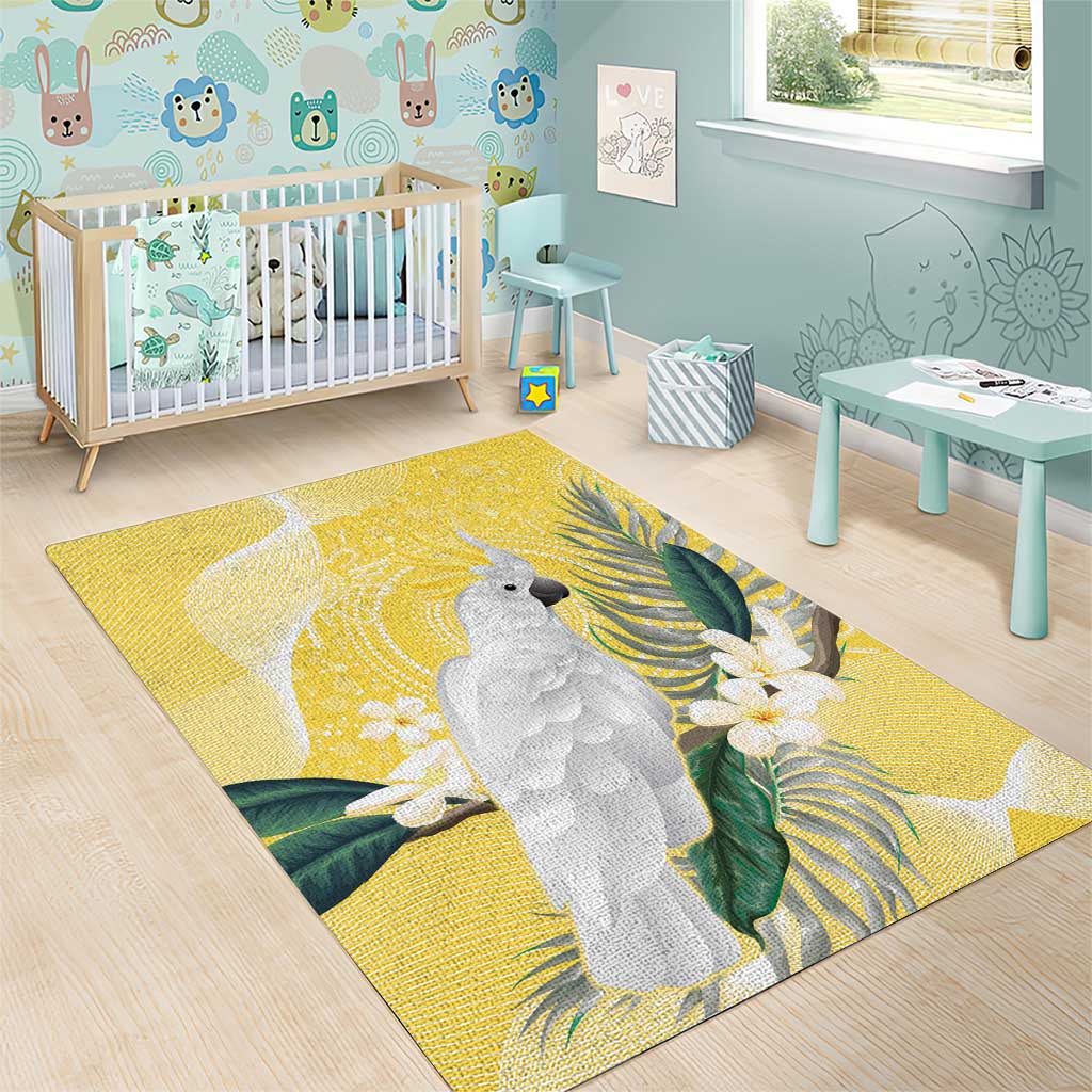 Australia Cacatua Galerita Area Rug Sulphur-Crested Cockatoo - Aboriginal Art