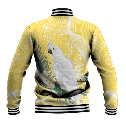 Australia Cacatua Galerita Baseball Jacket Sulphur-Crested Cockatoo - Aboriginal Art
