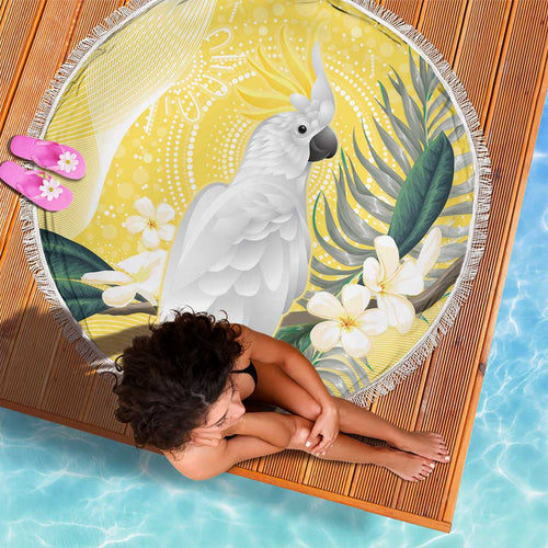 Australia Cacatua Galerita Beach Blanket Sulphur-Crested Cockatoo - Aboriginal Art