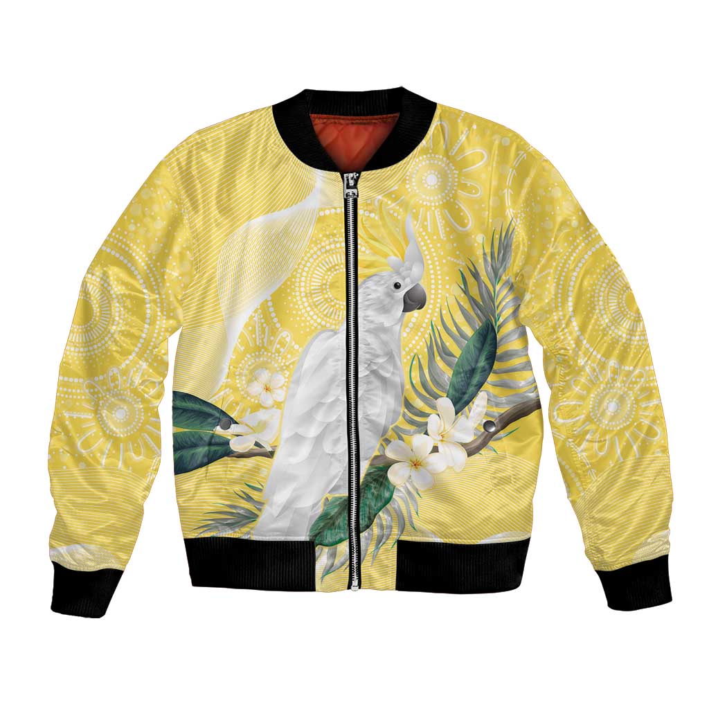 Australia Cacatua Galerita Bomber Jacket Sulphur-Crested Cockatoo - Aboriginal Art