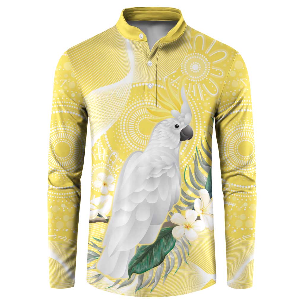 Australia Cacatua Galerita Button Sweatshirt Sulphur-Crested Cockatoo - Aboriginal Art