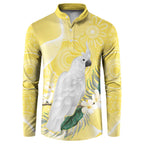 Australia Cacatua Galerita Button Sweatshirt Sulphur-Crested Cockatoo - Aboriginal Art