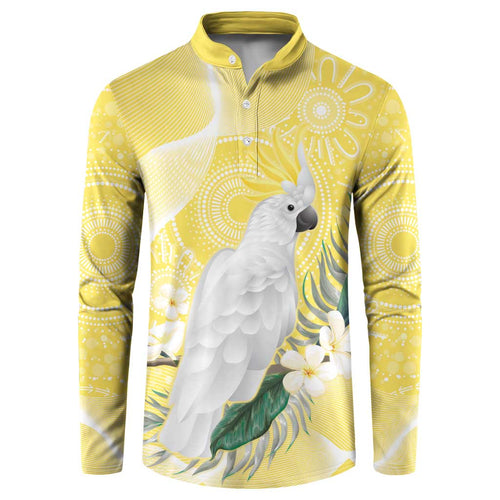 Australia Cacatua Galerita Button Sweatshirt Sulphur-Crested Cockatoo - Aboriginal Art