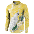 Australia Cacatua Galerita Button Sweatshirt Sulphur-Crested Cockatoo - Aboriginal Art