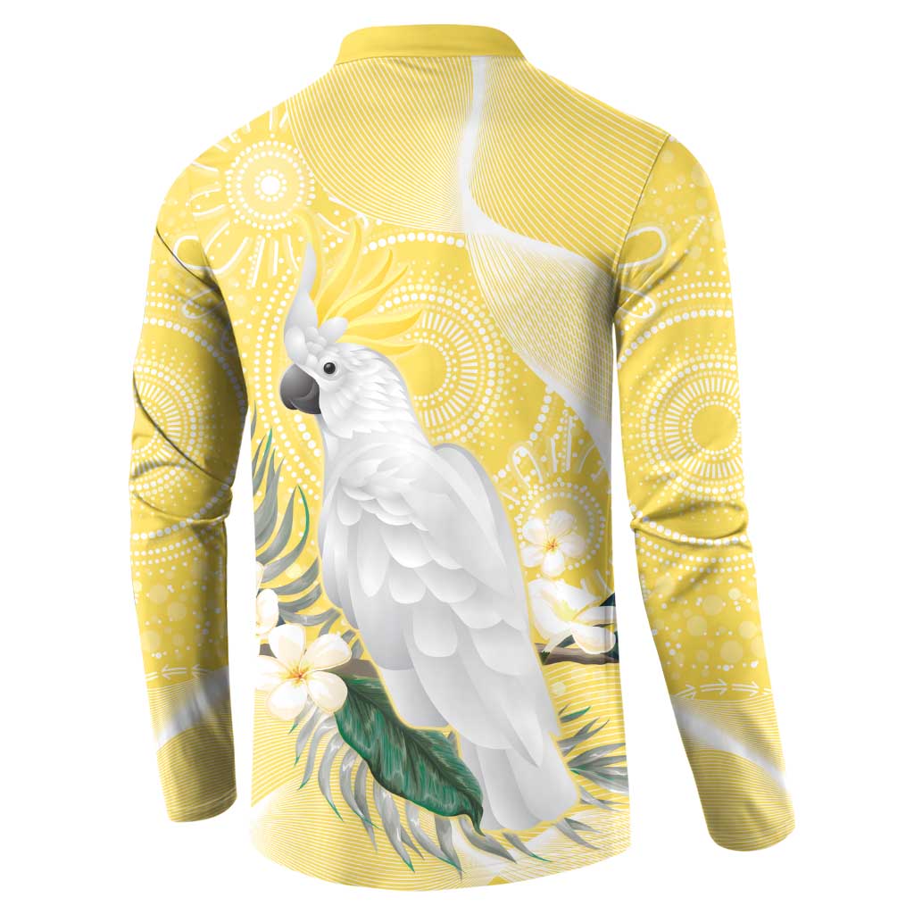 Australia Cacatua Galerita Button Sweatshirt Sulphur-Crested Cockatoo - Aboriginal Art