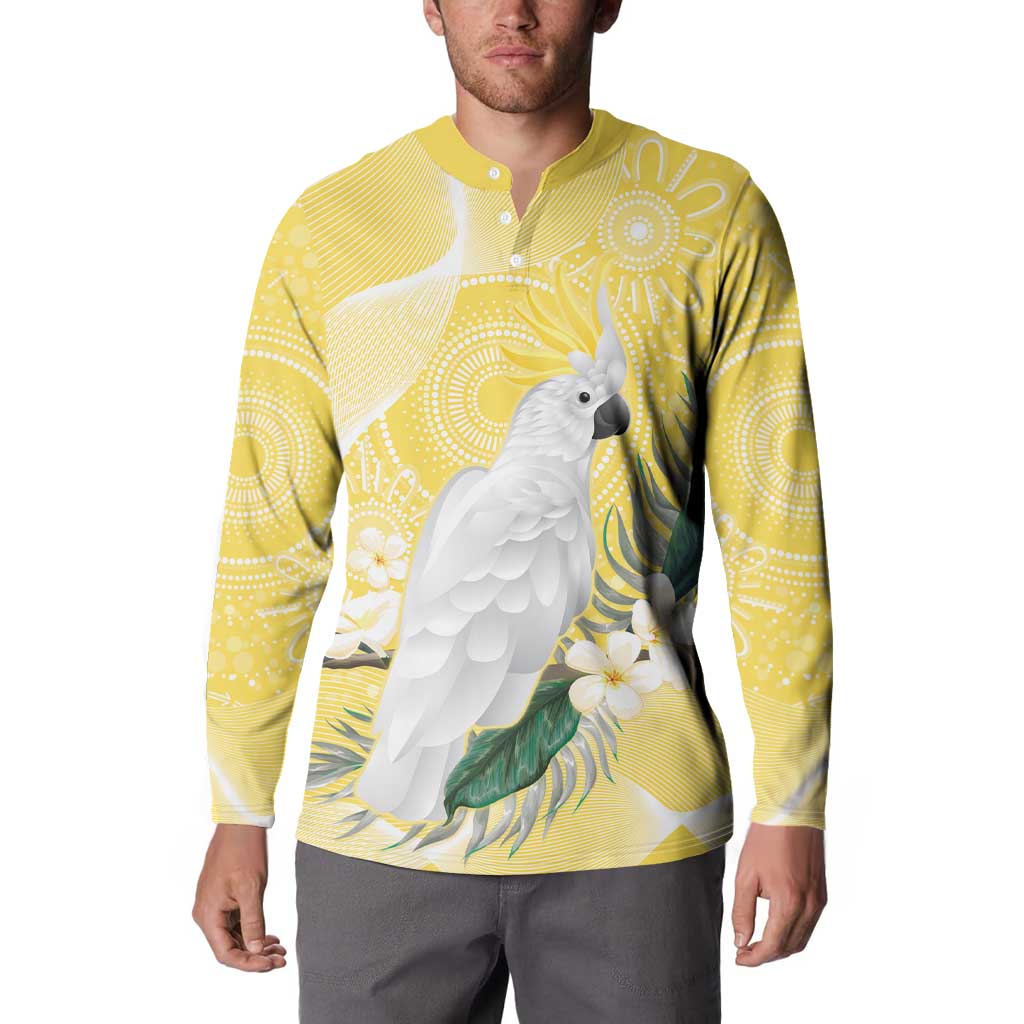 Australia Cacatua Galerita Button Sweatshirt Sulphur-Crested Cockatoo - Aboriginal Art