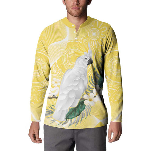 Australia Cacatua Galerita Button Sweatshirt Sulphur-Crested Cockatoo - Aboriginal Art