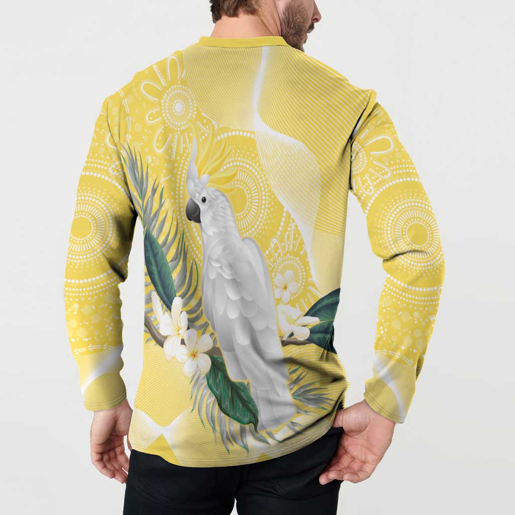 Australia Cacatua Galerita Button Sweatshirt Sulphur-Crested Cockatoo - Aboriginal Art
