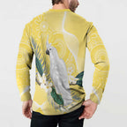 Australia Cacatua Galerita Button Sweatshirt Sulphur-Crested Cockatoo - Aboriginal Art