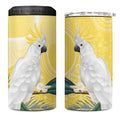 Australia Cacatua Galerita 4 in 1 Can Cooler Tumbler Sulphur-Crested Cockatoo - Aboriginal Art