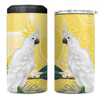 Australia Cacatua Galerita 4 in 1 Can Cooler Tumbler Sulphur-Crested Cockatoo - Aboriginal Art