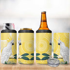 Australia Cacatua Galerita 4 in 1 Can Cooler Tumbler Sulphur-Crested Cockatoo - Aboriginal Art