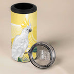 Australia Cacatua Galerita 4 in 1 Can Cooler Tumbler Sulphur-Crested Cockatoo - Aboriginal Art