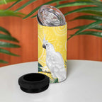 Australia Cacatua Galerita 4 in 1 Can Cooler Tumbler Sulphur-Crested Cockatoo - Aboriginal Art