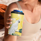 Australia Cacatua Galerita 4 in 1 Can Cooler Tumbler Sulphur-Crested Cockatoo - Aboriginal Art