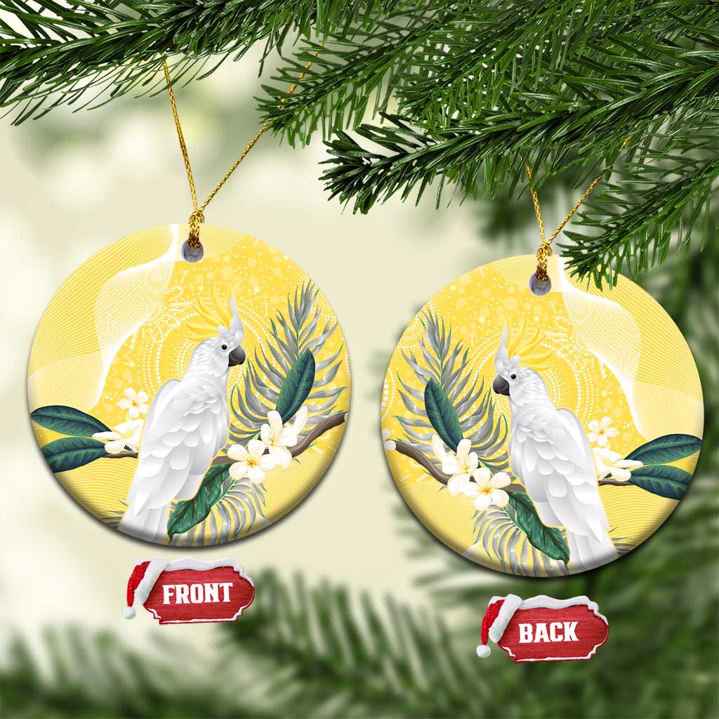 Australia Cacatua Galerita Ceramic Ornament Sulphur-Crested Cockatoo - Aboriginal Art