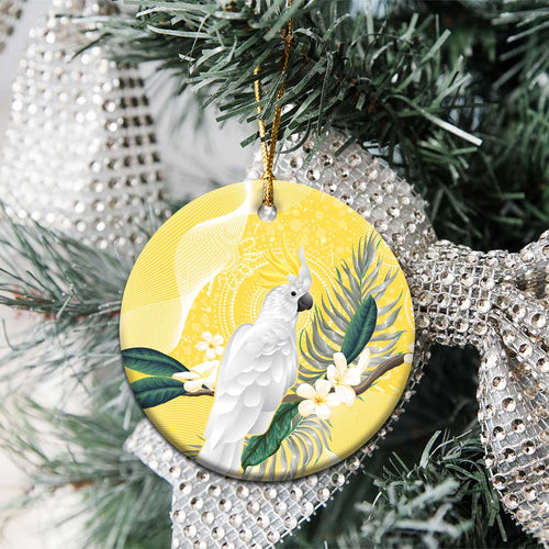 Australia Cacatua Galerita Ceramic Ornament Sulphur-Crested Cockatoo - Aboriginal Art