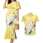Australia Cacatua Galerita Couples Matching Mermaid Dress and Hawaiian Shirt Sulphur-Crested Cockatoo - Aboriginal Art