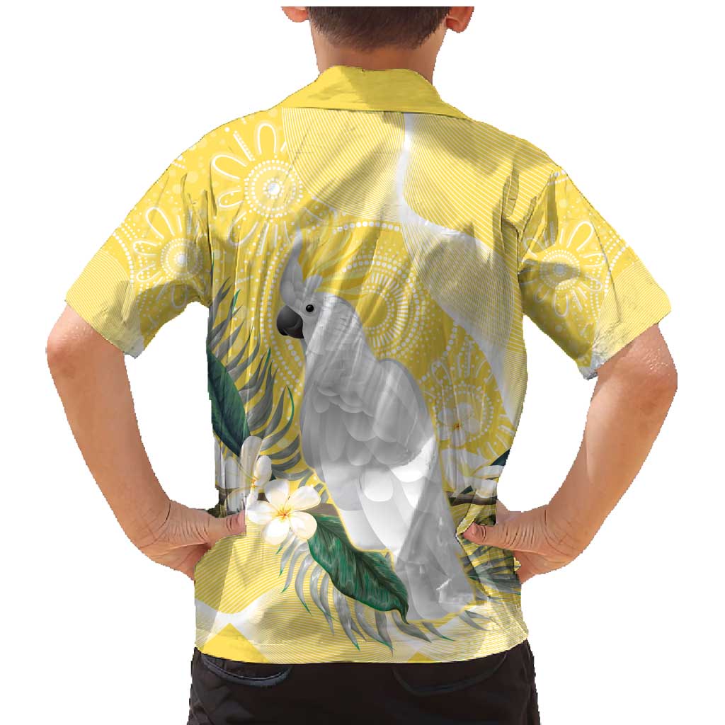 Australia Cacatua Galerita Family Matching Mermaid Dress and Hawaiian Shirt Sulphur-Crested Cockatoo - Aboriginal Art