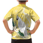 Australia Cacatua Galerita Family Matching Mermaid Dress and Hawaiian Shirt Sulphur-Crested Cockatoo - Aboriginal Art