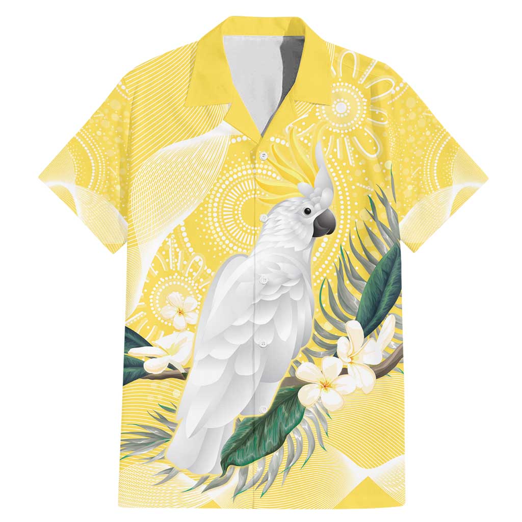 Australia Cacatua Galerita Family Matching Mermaid Dress and Hawaiian Shirt Sulphur-Crested Cockatoo - Aboriginal Art