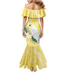 Australia Cacatua Galerita Family Matching Mermaid Dress and Hawaiian Shirt Sulphur-Crested Cockatoo - Aboriginal Art