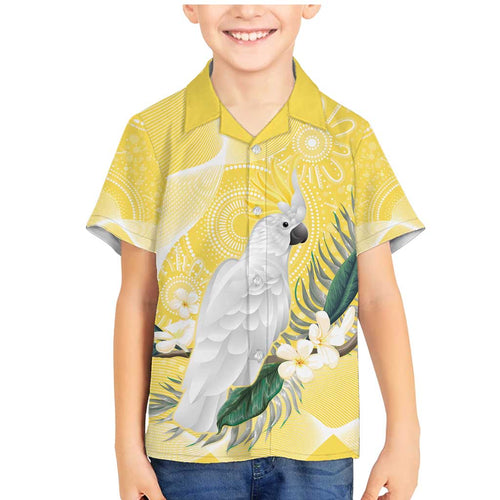Australia Cacatua Galerita Family Matching Mermaid Dress and Hawaiian Shirt Sulphur-Crested Cockatoo - Aboriginal Art