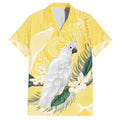 Australia Cacatua Galerita Family Matching Off The Shoulder Long Sleeve Dress and Hawaiian Shirt Sulphur-Crested Cockatoo - Aboriginal Art