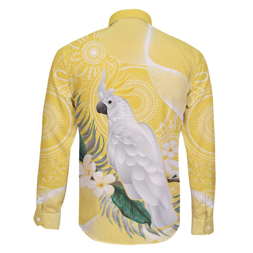 Australia Cacatua Galerita Family Matching Off The Shoulder Long Sleeve Dress and Hawaiian Shirt Sulphur-Crested Cockatoo - Aboriginal Art