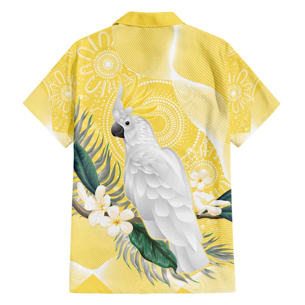 Australia Cacatua Galerita Family Matching Off Shoulder Maxi Dress and Hawaiian Shirt Sulphur-Crested Cockatoo - Aboriginal Art