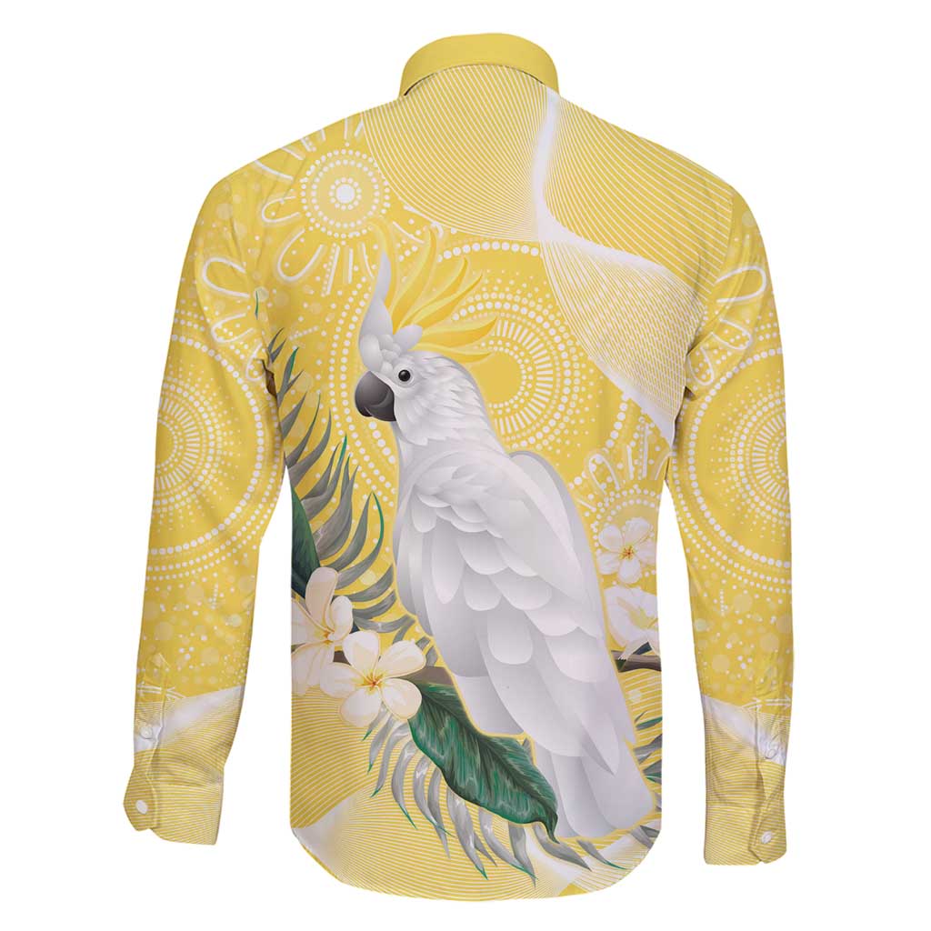 Australia Cacatua Galerita Family Matching Off Shoulder Maxi Dress and Hawaiian Shirt Sulphur-Crested Cockatoo - Aboriginal Art