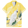 Australia Cacatua Galerita Family Matching Off Shoulder Short Dress and Hawaiian Shirt Sulphur-Crested Cockatoo - Aboriginal Art