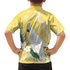 Australia Cacatua Galerita Family Matching Puletasi and Hawaiian Shirt Sulphur-Crested Cockatoo - Aboriginal Art