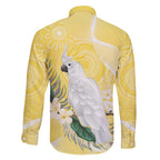Australia Cacatua Galerita Family Matching Short Sleeve Bodycon Dress and Hawaiian Shirt Sulphur-Crested Cockatoo - Aboriginal Art