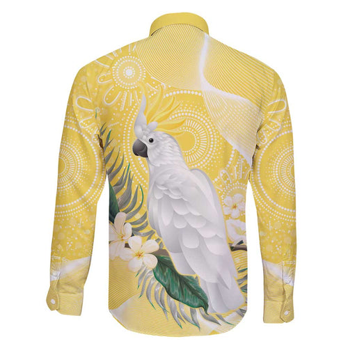 Australia Cacatua Galerita Family Matching Short Sleeve Bodycon Dress and Hawaiian Shirt Sulphur-Crested Cockatoo - Aboriginal Art