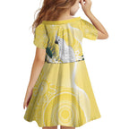 Australia Cacatua Galerita Family Matching Tank Maxi Dress and Hawaiian Shirt Sulphur-Crested Cockatoo - Aboriginal Art