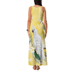 Australia Cacatua Galerita Family Matching Tank Maxi Dress and Hawaiian Shirt Sulphur-Crested Cockatoo - Aboriginal Art