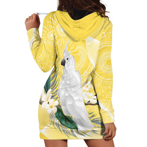Australia Cacatua Galerita Hoodie Dress Sulphur-Crested Cockatoo - Aboriginal Art