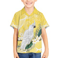 Australia Cacatua Galerita Kid Hawaiian Shirt Sulphur-Crested Cockatoo - Aboriginal Art