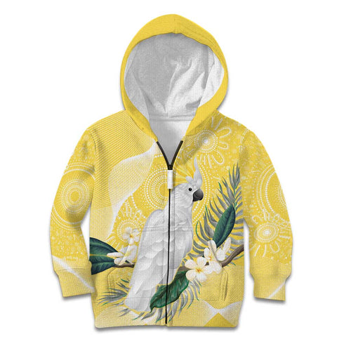 Australia Cacatua Galerita Kid Hoodie Sulphur-Crested Cockatoo - Aboriginal Art