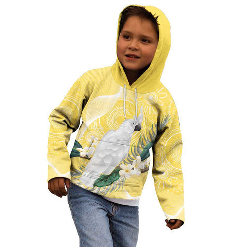 Australia Cacatua Galerita Kid Hoodie Sulphur-Crested Cockatoo - Aboriginal Art