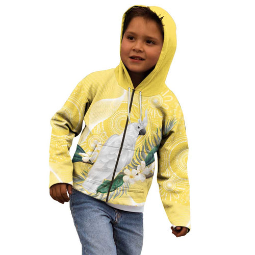 Australia Cacatua Galerita Kid Hoodie Sulphur-Crested Cockatoo - Aboriginal Art