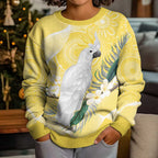 Australia Cacatua Galerita Kid Ugly Christmas Sweater Sulphur-Crested Cockatoo - Aboriginal Art