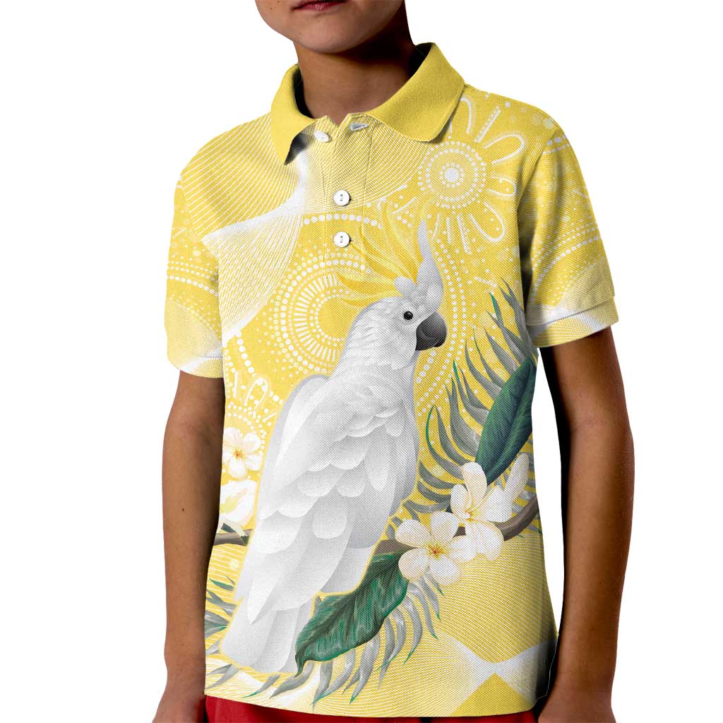 Australia Cacatua Galerita Kid Polo Shirt Sulphur-Crested Cockatoo - Aboriginal Art