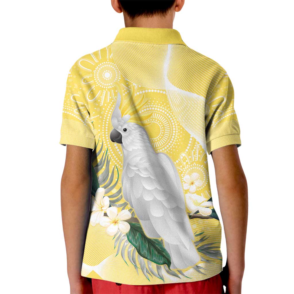 Australia Cacatua Galerita Kid Polo Shirt Sulphur-Crested Cockatoo - Aboriginal Art