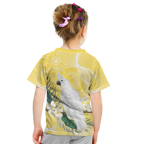 Australia Cacatua Galerita Kid T Shirt Sulphur-Crested Cockatoo - Aboriginal Art