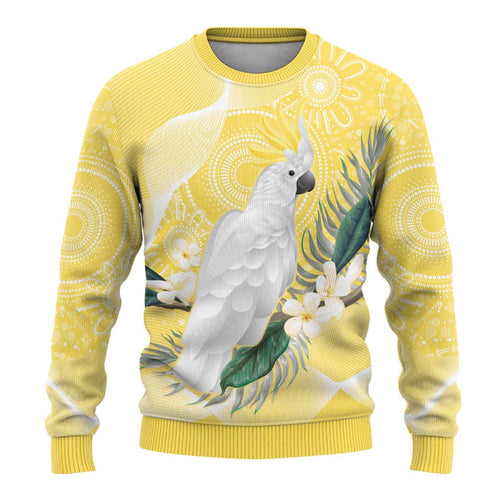 Australia Cacatua Galerita Ugly Christmas Sweater Sulphur-Crested Cockatoo - Aboriginal Art