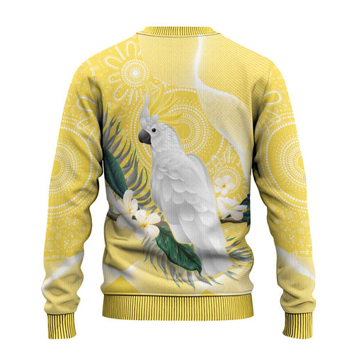 Australia Cacatua Galerita Ugly Christmas Sweater Sulphur-Crested Cockatoo - Aboriginal Art