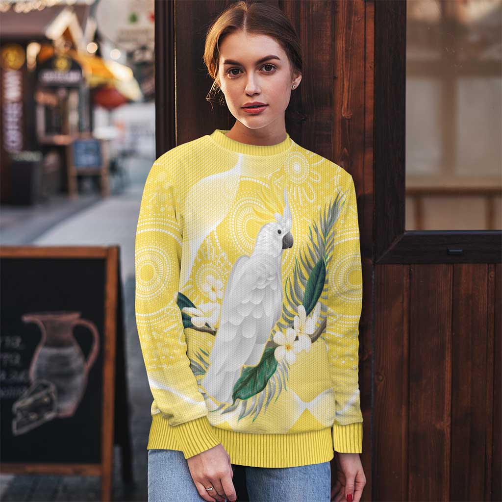 Australia Cacatua Galerita Ugly Christmas Sweater Sulphur-Crested Cockatoo - Aboriginal Art